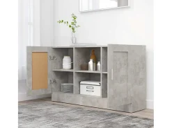 Aparador de madera contrachapada gris hormigón 120x30,5x70 cm ES44186