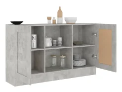 Aparador de madera contrachapada gris hormigón 120x30,5x70 cm ES44186