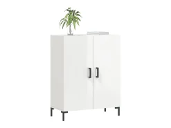 Aparador de madera contrachapada blanco brillante 69,5x34x90 cm