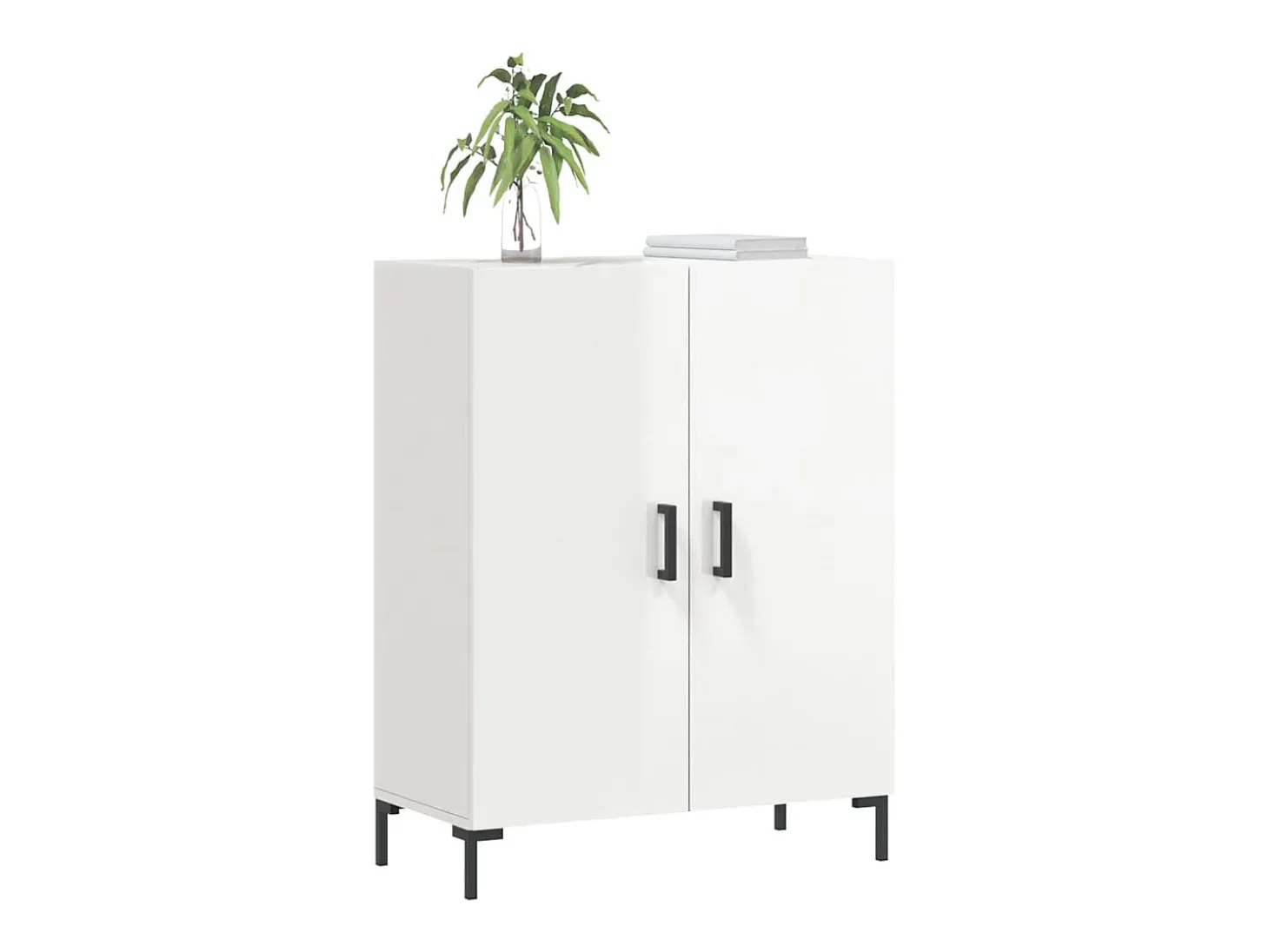 Aparador de madera contrachapada blanco brillante 69,5x34x90 cm