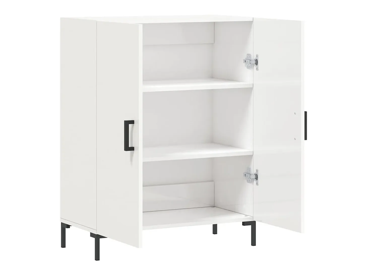 Aparador de madera contrachapada blanco brillante 69,5x34x90 cm