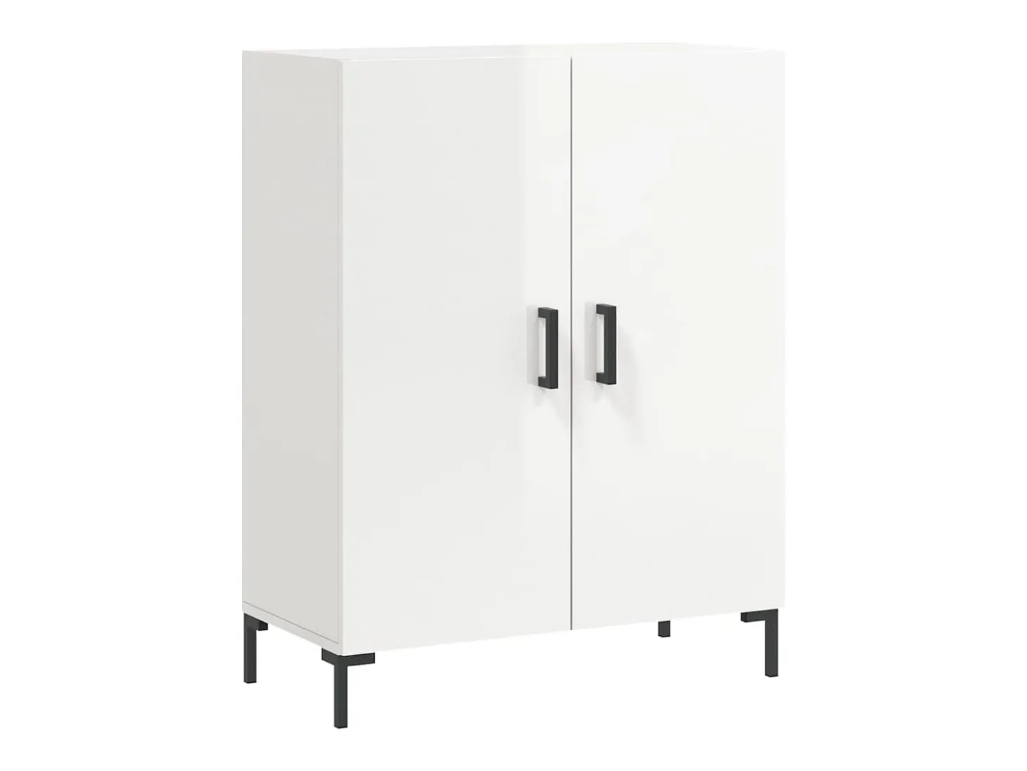 Aparador de madera contrachapada blanco brillante 69,5x34x90 cm