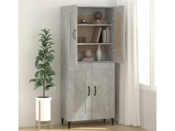 Aparador de madera contrachapada gris hormigón 69,5x34x90 cm ES56943