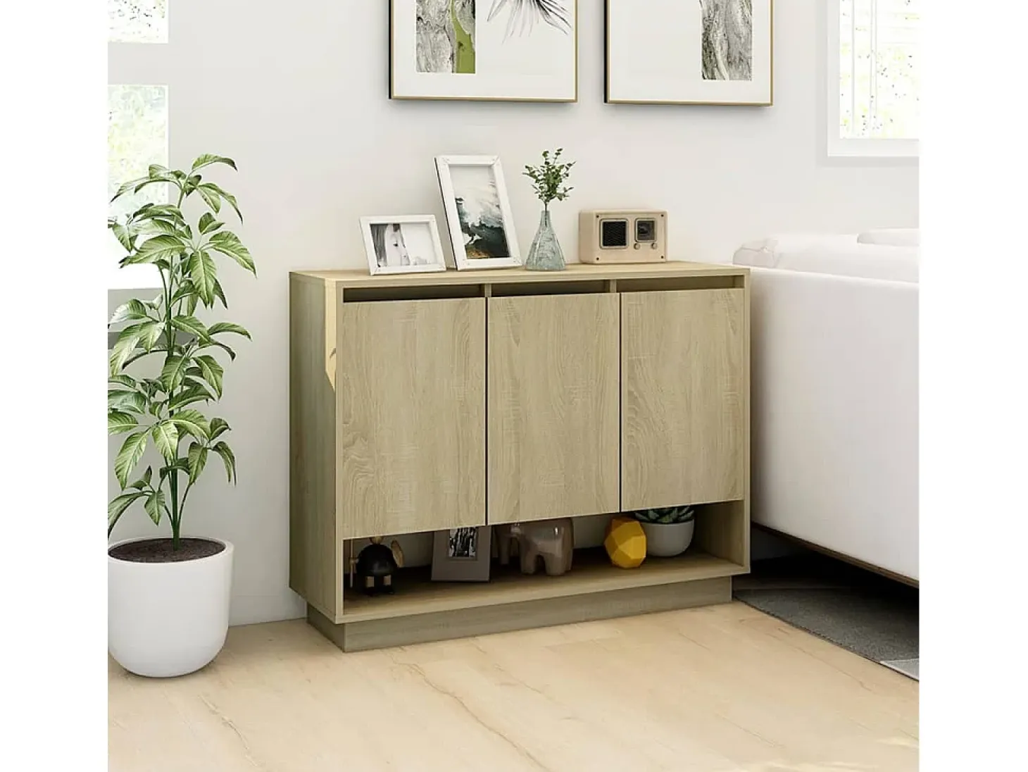 Aparador de madera contrachapada roble Sonoma 97x31x75 cm ES61139