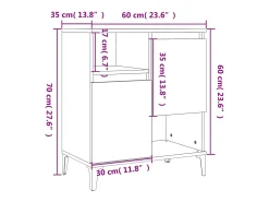 Aparador de madera contrachapada blanco 60x35x70 cm