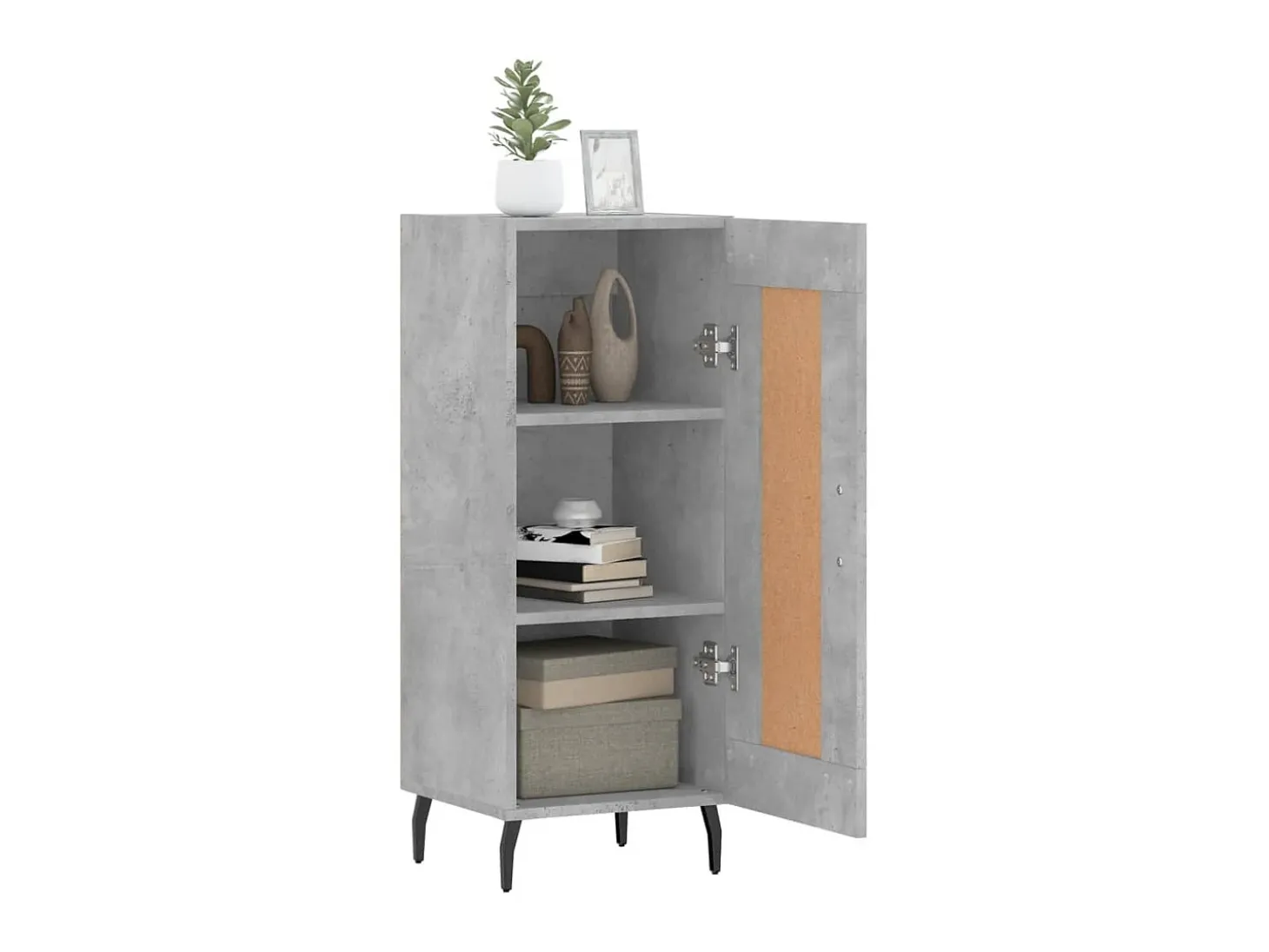 Aparador de madera contrachapada gris hormigón 34,5x34x90 cm ES11331