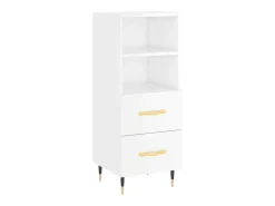 Aparador de madera contrachapada blanco brillante 34,5x34x90 cm ES99478