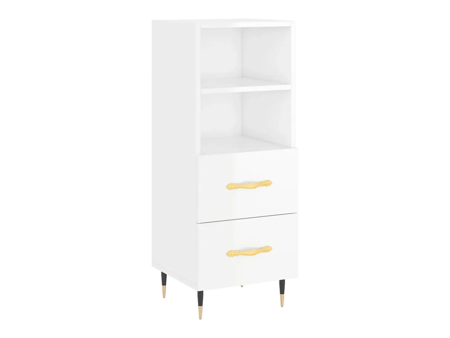 Aparador de madera contrachapada blanco brillante 34,5x34x90 cm ES99478