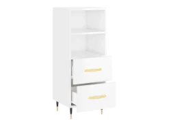 Aparador de madera contrachapada blanco brillante 34,5x34x90 cm ES99478