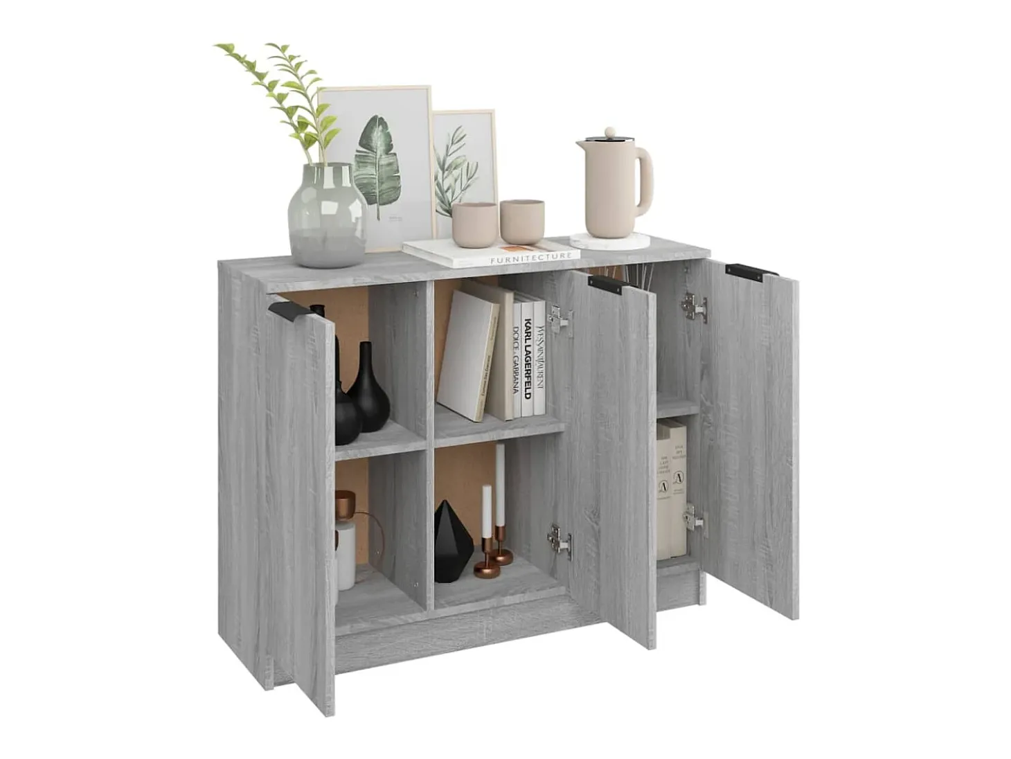 Aparador de madera contrachapada gris Sonoma 90,5x30x70 cm ES95152