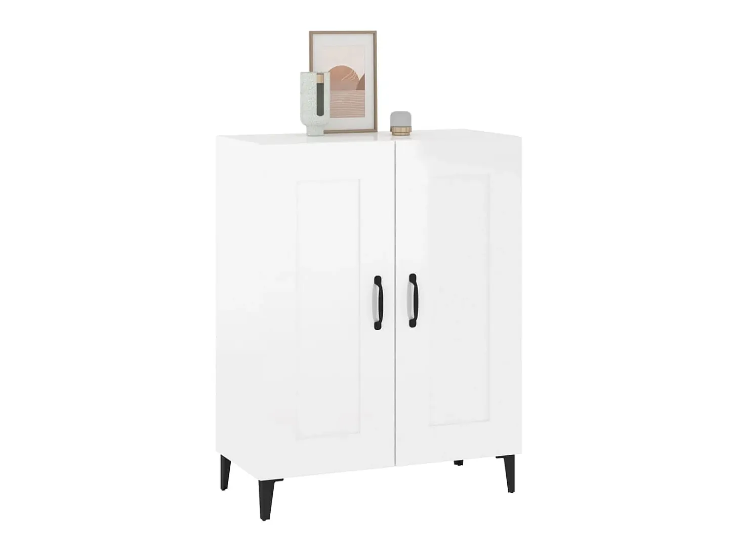 Aparador de madera contrachapada blanco brillante 69,5x34x90 cm ES80711
