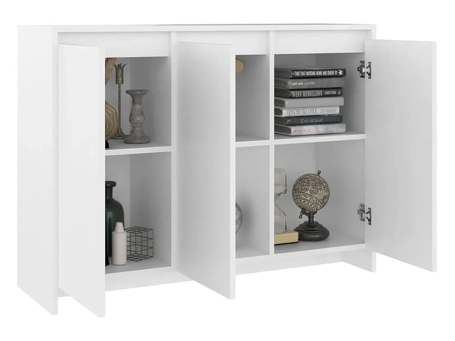 Aparador de madera contrachapada blanco 102x33x75 cm