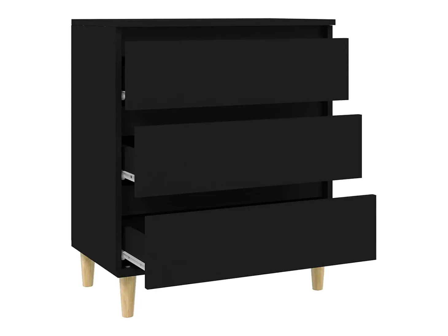 Aparador de madera contrachapada negro 60x35x70 cm