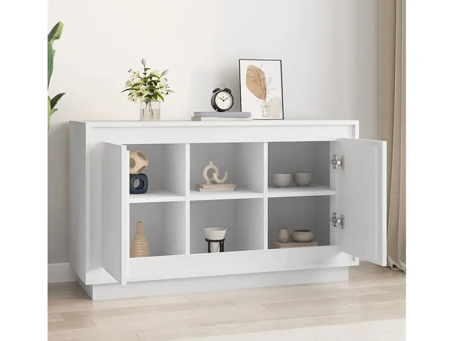 Aparador de madera contrachapada blanco 102x35x60 cm ES73324