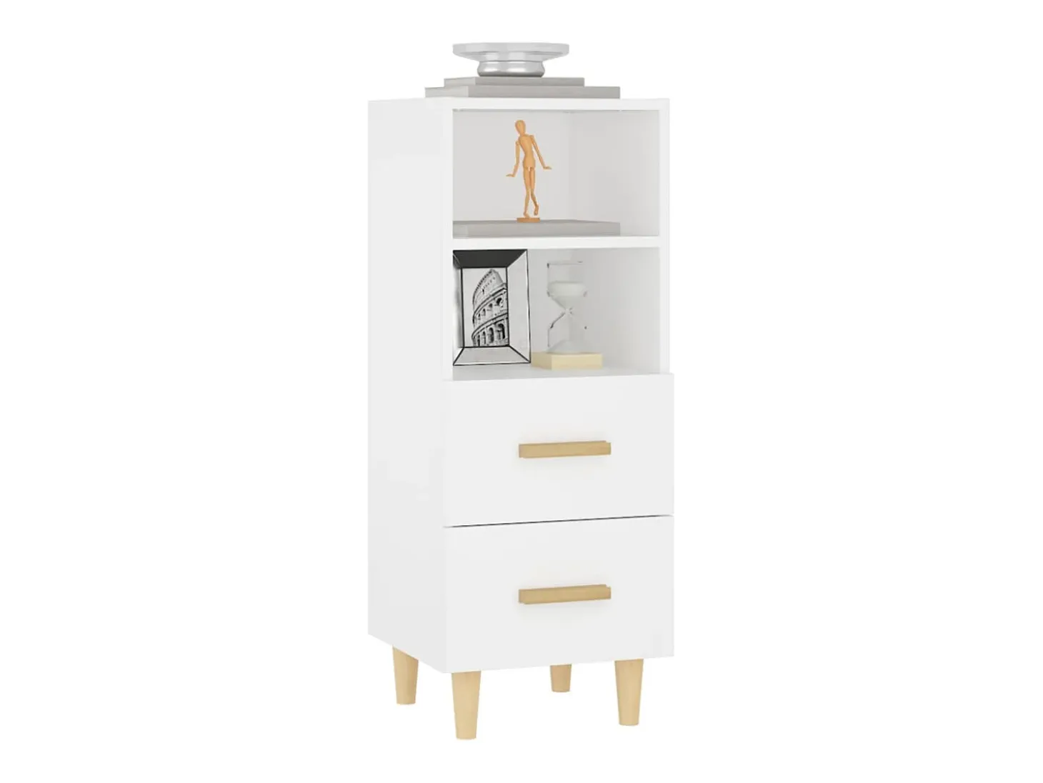 Aparador de madera contrachapada blanco 34,5x34x90 cm