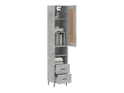 Aparador de madera contrachapada gris hormigón 34,5x34x180 cm ES26303