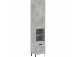 Aparador de madera contrachapada gris hormigón 34,5x34x180 cm ES26303