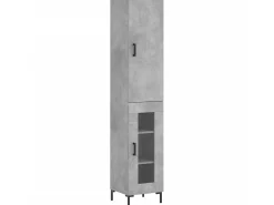 Aparador de madera contrachapada gris hormigón 34,5x34x180 cm ES22951