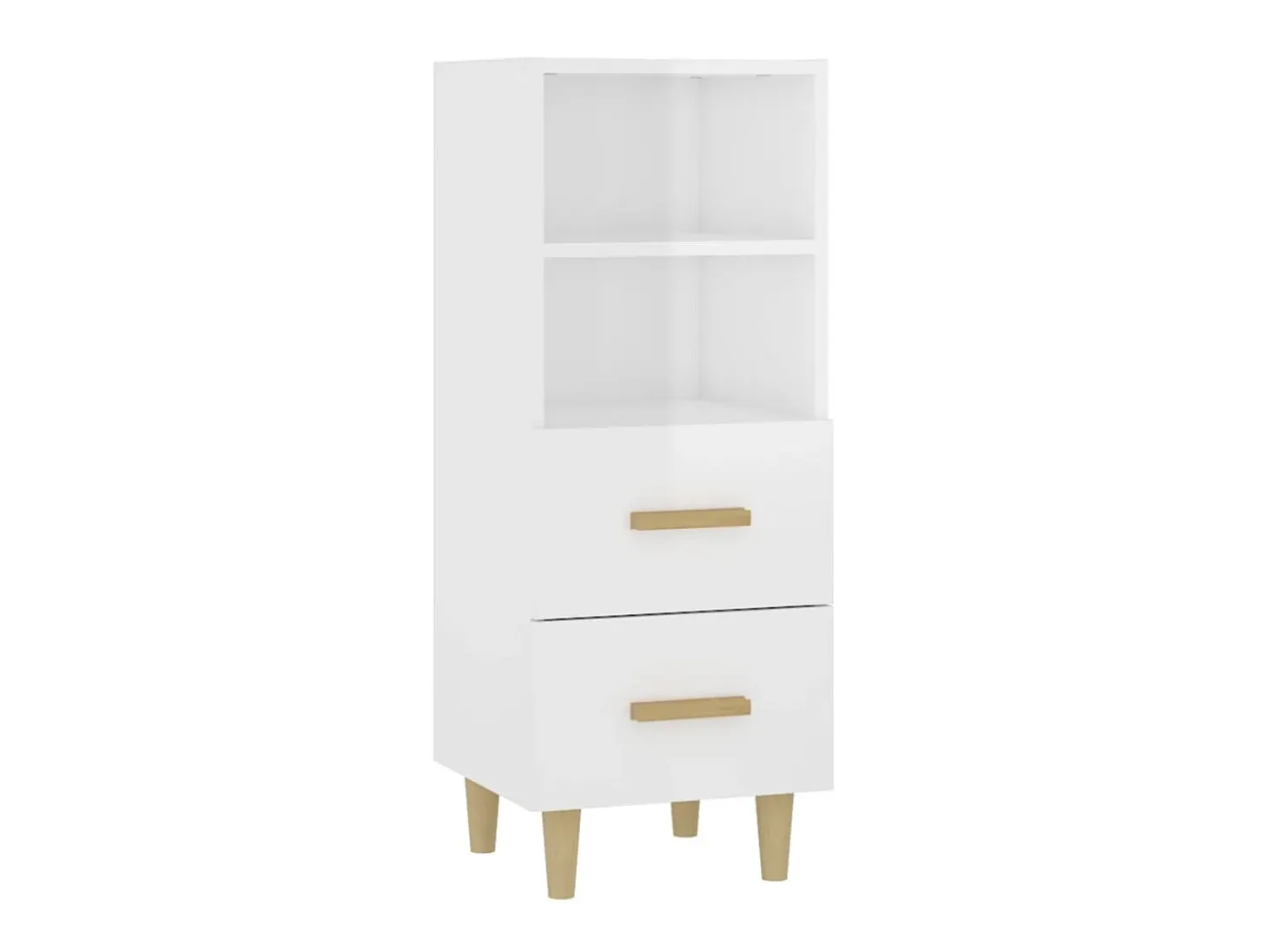 Aparador de madera contrachapada blanco brillante 34,5x34x90 cm ES50954