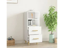 Aparador de madera contrachapada blanco brillante 34,5x34x90 cm ES50954