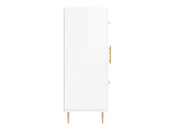 Aparador de madera contrachapada blanco brillante 69,5x34x90 cm