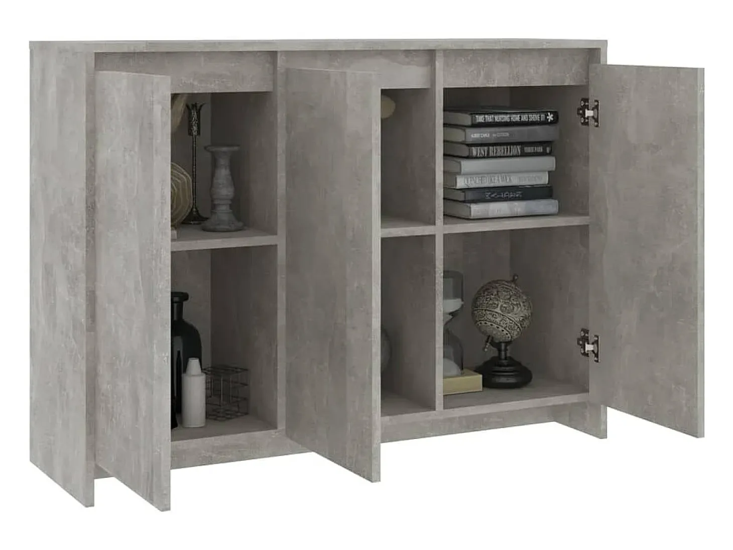 Aparador de madera contrachapada gris hormigón 102x33x75 cm ES766301