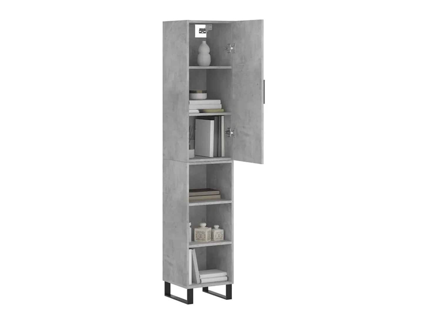 Aparador de madera contrachapada gris hormigón 34,5x34x180 cm ES54398