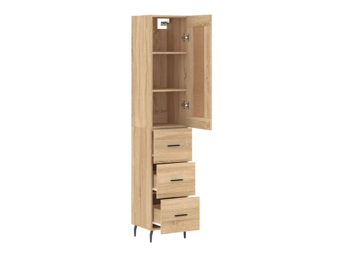 Aparador de madera contrachapada roble Sonoma 34,5x34x180 cm ES18205