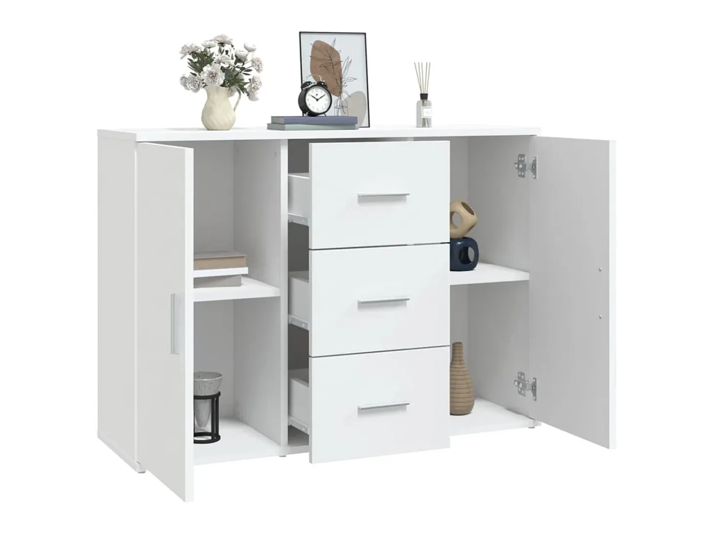 Aparador de madera contrachapada blanca 91x29,5x65 cm ES14822