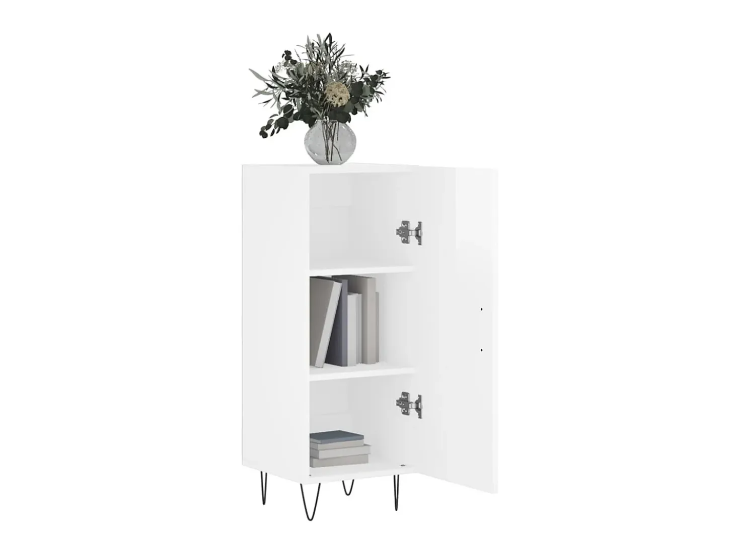 Aparador de madera contrachapada blanco brillante 34,5x34x90 cm ES68995