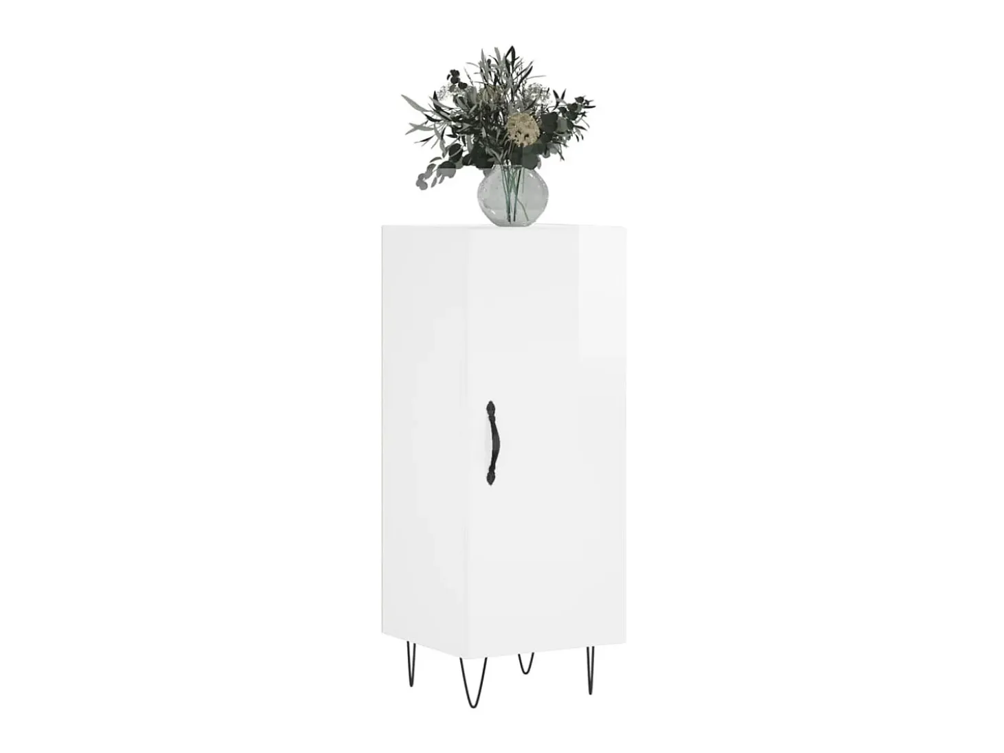Aparador de madera contrachapada blanco brillante 34,5x34x90 cm ES68995