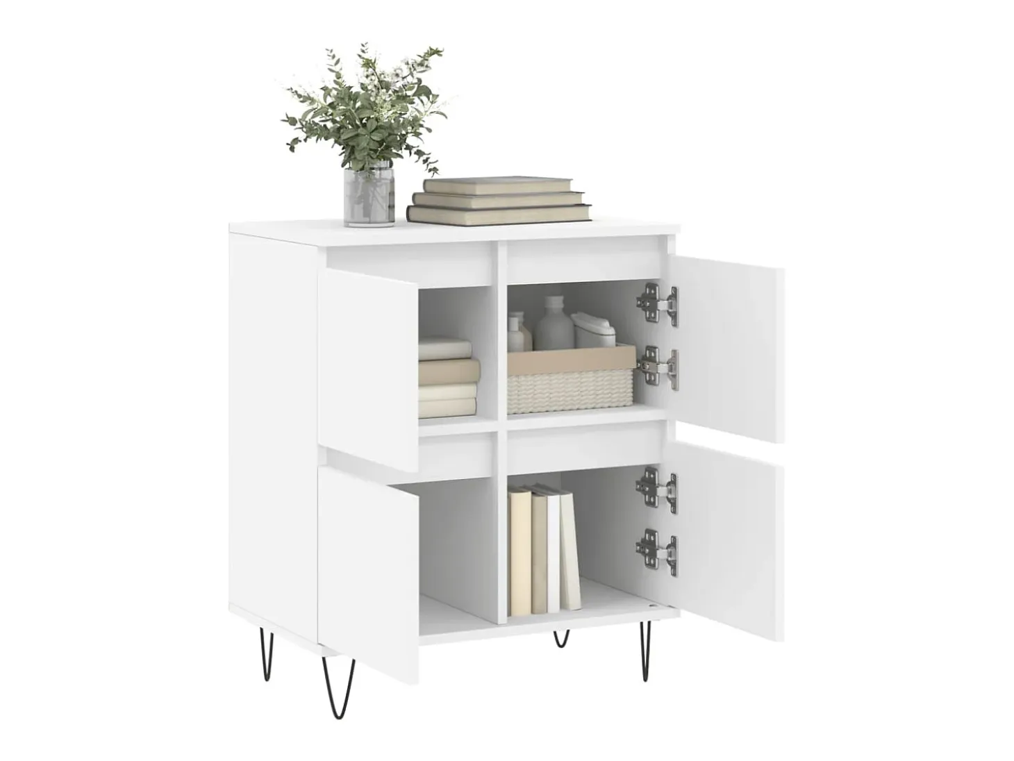 Aparador de madera contrachapada blanco 60x35x70 cm