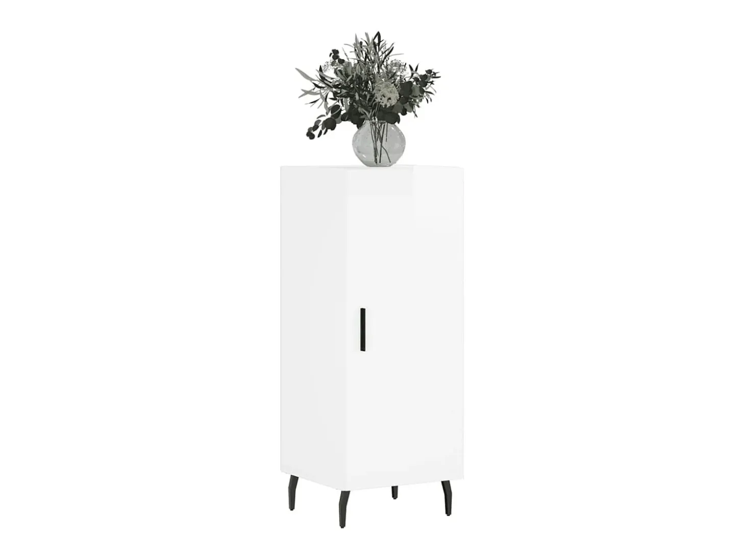 Aparador de madera contrachapada blanco brillante 34,5x34x90 cm ES37388
