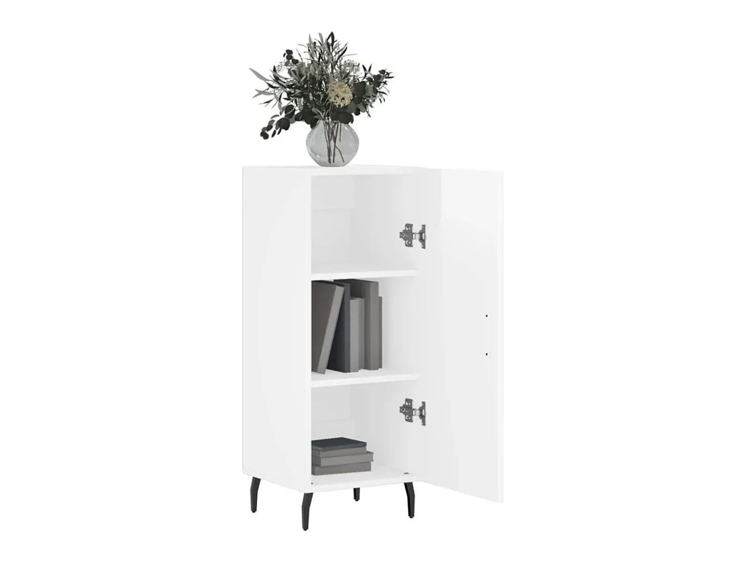 Aparador de madera contrachapada blanco brillante 34,5x34x90 cm ES37388
