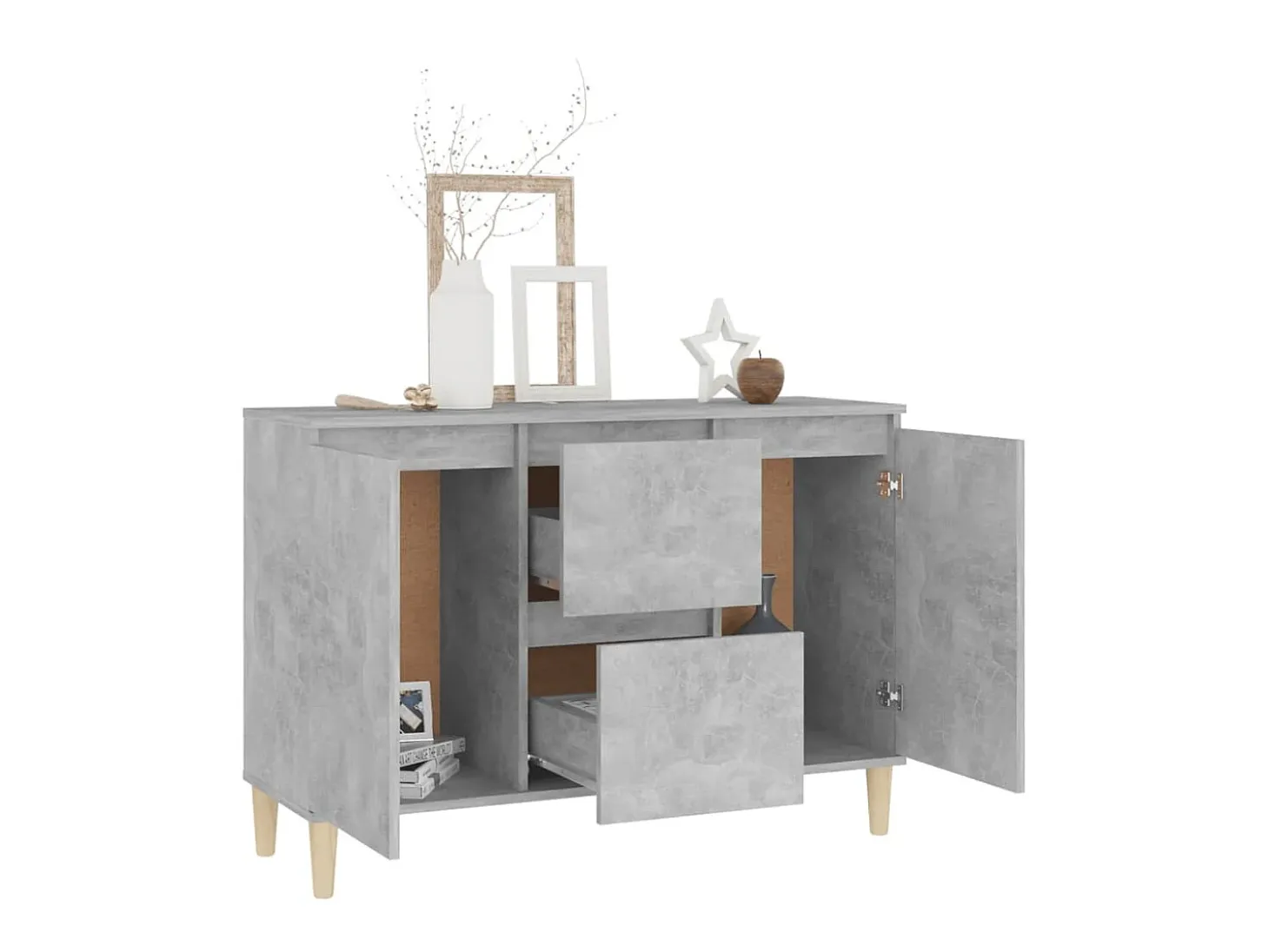 Aparador de madera contrachapada gris hormigón 103,5x35x70 cm ES40729