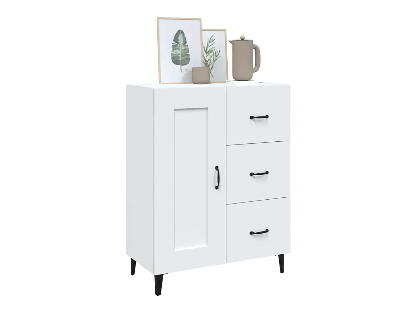 Aparador de madera contrachapada blanco 69,5x34x90 cm ES43733