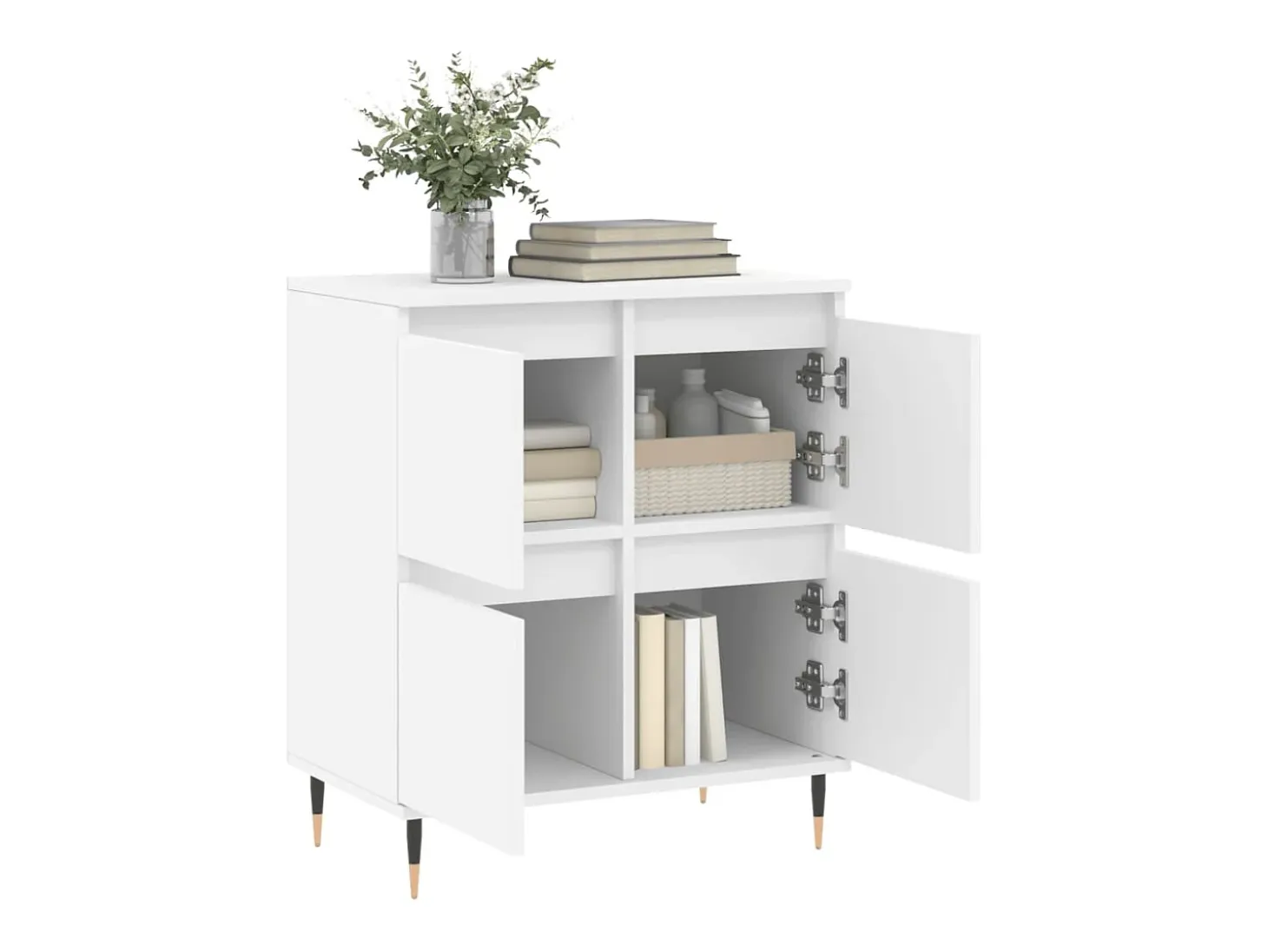 Aparador de madera contrachapada blanco 60x35x70 cm