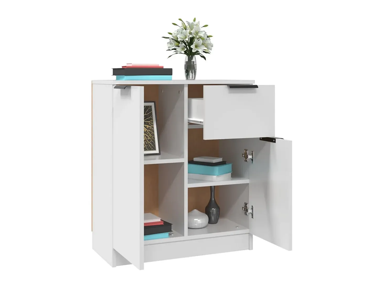 Aparador de madera contrachapada blanco 60x30x70 cm ES14558