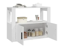 Aparador de madera contrachapada blanco 80x30x60 cm