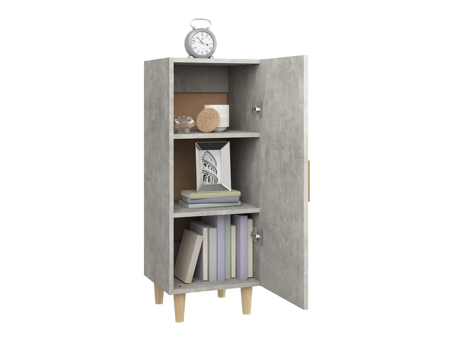 Aparador de madera contrachapada gris hormigón 34,5x34x90 cm