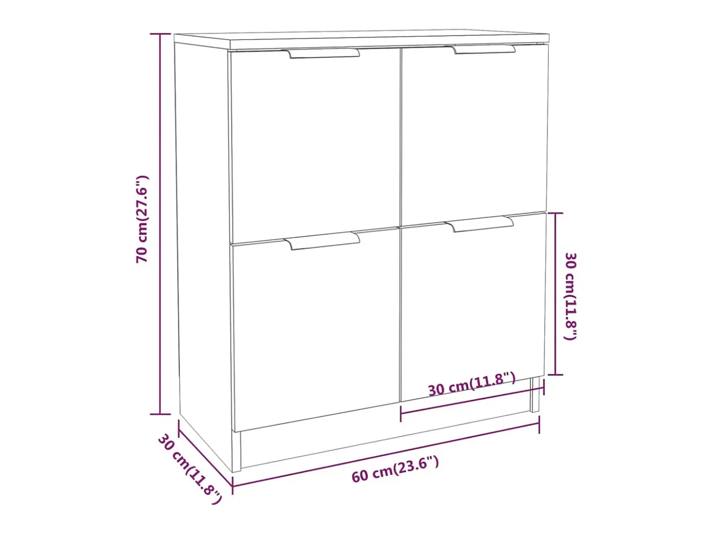 Aparador de madera contrachapada color roble Sonoma 60x30x70 cm