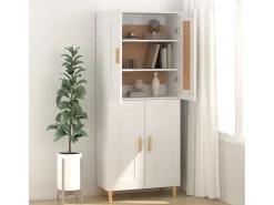 Aparador de madera contrachapada blanco 69,5x34x90 cm