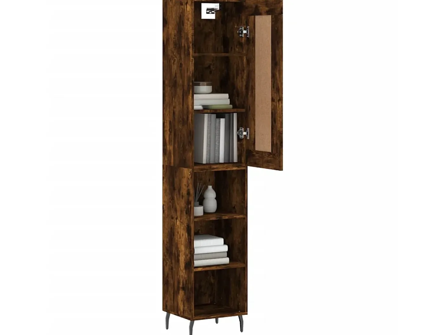 Aparador de madera contrachapada roble ahumado 34,5x34x180 cm ES23903