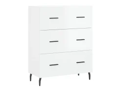 Aparador de madera contrachapada blanco brillante 69,5x34x90 cm ES23616