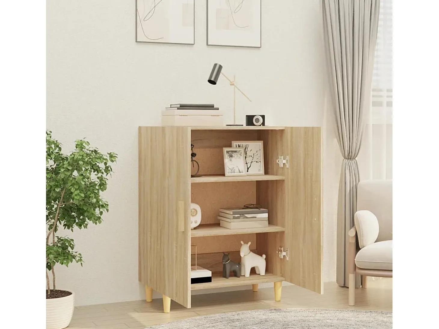 Aparador de madera contrachapada roble Sonoma 70x34x90 cm