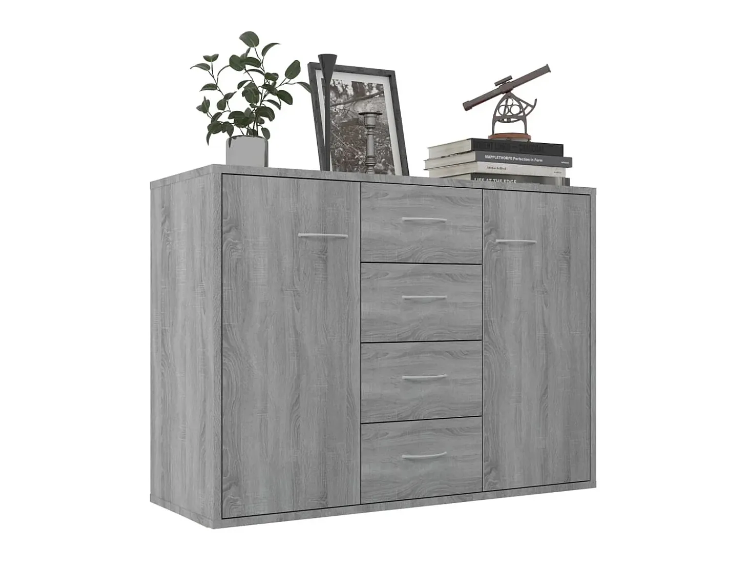 Aparador de madera contrachapada gris Sonoma 88x30x65 cm ES96296