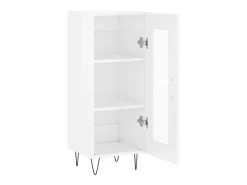 Aparador de madera contrachapada blanco brillante 34,5x34x90 cm