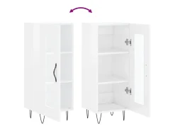 Aparador de madera contrachapada blanco brillante 34,5x34x90 cm