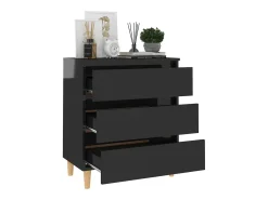 Aparador de madera contrachapada negro brillante 60x35x69 cm