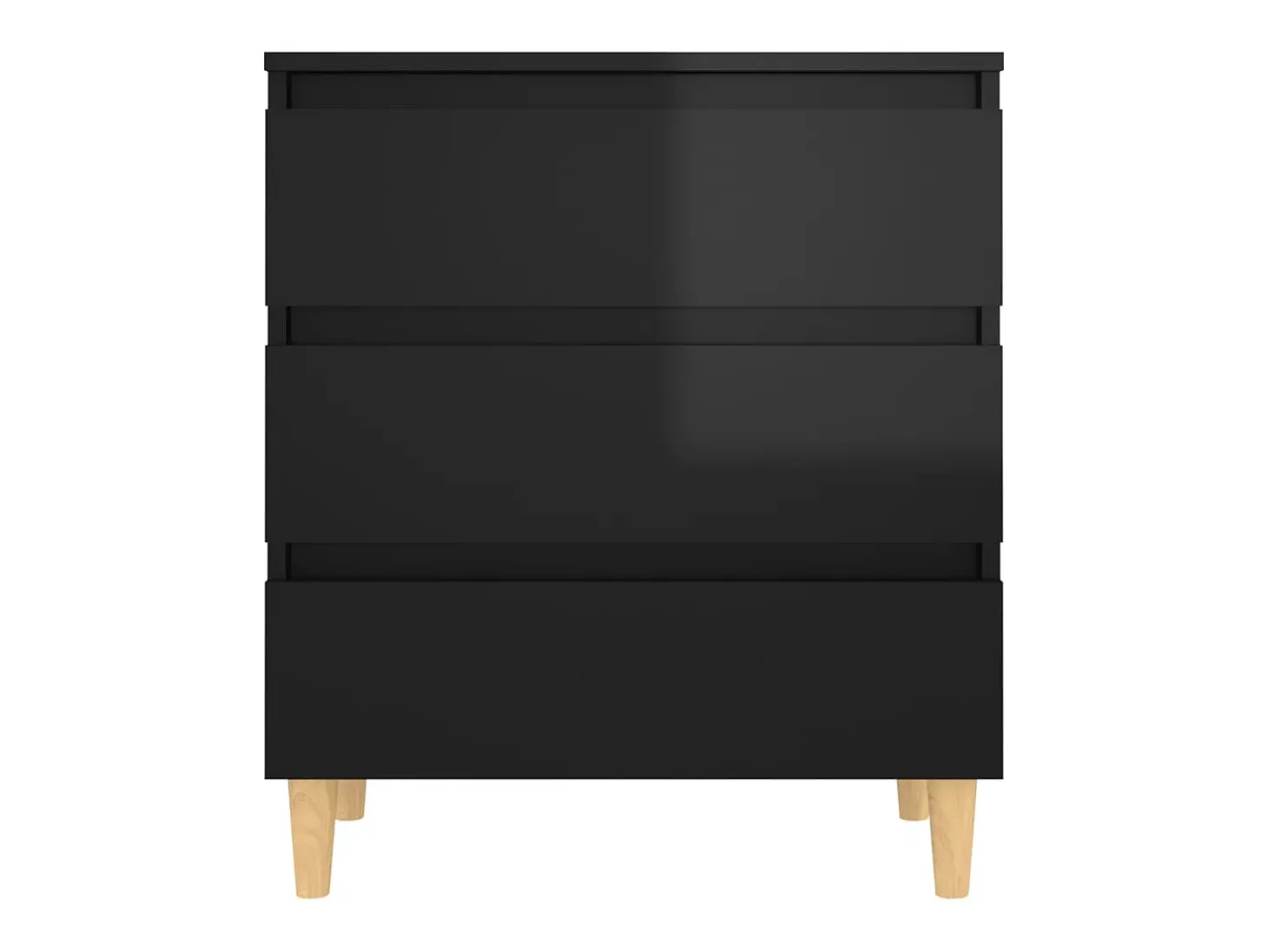 Aparador de madera contrachapada negro brillante 60x35x69 cm